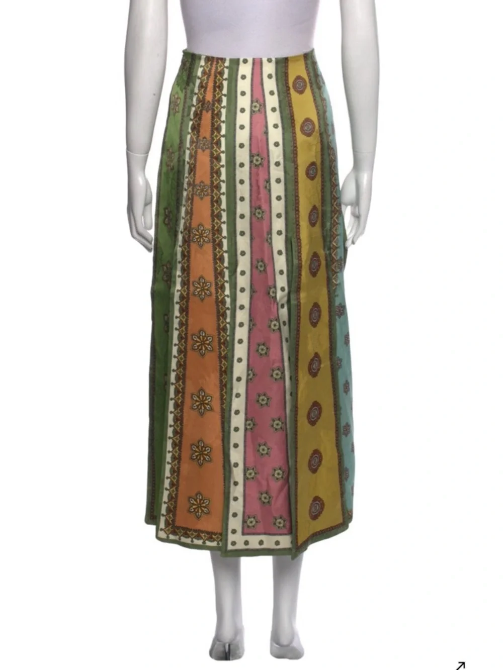 Alemais Contina Boho Maxi Skirt in Green, Pink, Peach and Light Blue 2 - Picture 3 of 5